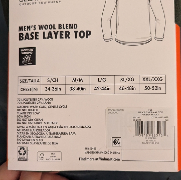 NWT XXL Ozark Trail Merino Wool Base Layer - Picture 3 of 3